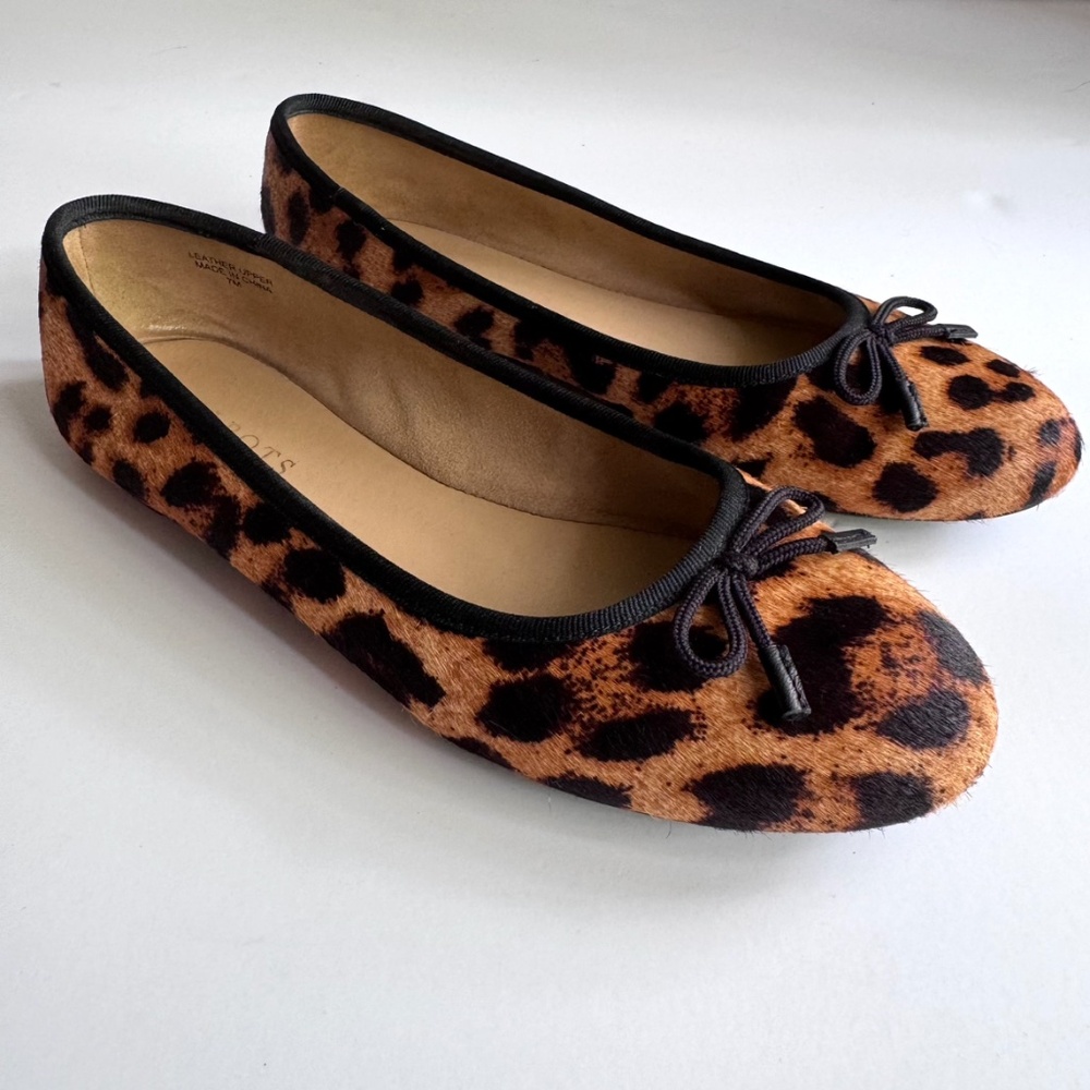 Talbots Penelope Ballet Flats Leopard Print Calf Hair Size 7